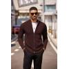 imageCOOFANDY Mens Zip Up Cardigan Sweater Slim Fit Casual Full Zip Sweaters Knit Stand Collar Cardigans with 2 Front PocketsBrown