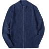 imageCOOFANDY Mens Zip Up Cardigan Sweater Slim Fit Casual Full Zip Sweaters Knit Stand Collar Cardigans with 2 Front PocketsDark Blue