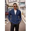 imageCOOFANDY Mens Zip Up Cardigan Sweater Slim Fit Casual Full Zip Sweaters Knit Stand Collar Cardigans with 2 Front PocketsDark Blue