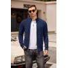 imageCOOFANDY Mens Zip Up Cardigan Sweater Slim Fit Casual Full Zip Sweaters Knit Stand Collar Cardigans with 2 Front PocketsDark Blue
