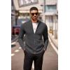 imageCOOFANDY Mens Zip Up Cardigan Sweater Slim Fit Casual Full Zip Sweaters Knit Stand Collar Cardigans with 2 Front PocketsDark Gray