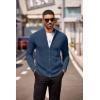 imageCOOFANDY Mens Zip Up Cardigan Sweater Slim Fit Casual Full Zip Sweaters Knit Stand Collar Cardigans with 2 Front PocketsDeep Blue
