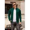 imageCOOFANDY Mens Zip Up Cardigan Sweater Slim Fit Casual Full Zip Sweaters Knit Stand Collar Cardigans with 2 Front PocketsGreen