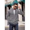 imageCOOFANDY Mens Zip Up Cardigan Sweater Slim Fit Casual Full Zip Sweaters Knit Stand Collar Cardigans with 2 Front PocketsGrey