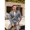 imageCOOFANDY Mens Zip Up Cardigan Sweater Slim Fit Casual Full Zip Sweaters Knit Stand Collar Cardigans with 2 Front PocketsGrey