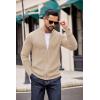 imageCOOFANDY Mens Zip Up Cardigan Sweater Slim Fit Casual Full Zip Sweaters Knit Stand Collar Cardigans with 2 Front PocketsKhaki