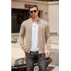 imageCOOFANDY Mens Zip Up Cardigan Sweater Slim Fit Casual Full Zip Sweaters Knit Stand Collar Cardigans with 2 Front PocketsKhaki
