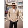 imageCOOFANDY Mens Zip Up Cardigan Sweater Slim Fit Casual Full Zip Sweaters Knit Stand Collar Cardigans with 2 Front PocketsKhaki
