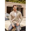 imageCOOFANDY Mens Zip Up Cardigan Sweater Slim Fit Casual Full Zip Sweaters Knit Stand Collar Cardigans with 2 Front PocketsKhaki