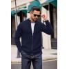 imageCOOFANDY Mens Zip Up Cardigan Sweater Slim Fit Casual Full Zip Sweaters Knit Stand Collar Cardigans with 2 Front PocketsNavy Blue