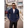 imageCOOFANDY Mens Zip Up Cardigan Sweater Slim Fit Casual Full Zip Sweaters Knit Stand Collar Cardigans with 2 Front PocketsNavy Blue
