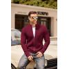 imageCOOFANDY Mens Zip Up Cardigan Sweater Slim Fit Casual Full Zip Sweaters Knit Stand Collar Cardigans with 2 Front PocketsWine Red