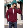 imageCOOFANDY Mens Zip Up Cardigan Sweater Slim Fit Casual Full Zip Sweaters Knit Stand Collar Cardigans with 2 Front PocketsWine Red