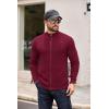 imageCOOFANDY Mens Zip Up Cardigan Sweater Slim Fit Casual Full Zip Sweaters Knit Stand Collar Cardigans with 2 Front PocketsWine Red