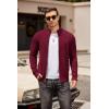 imageCOOFANDY Mens Zip Up Cardigan Sweater Slim Fit Casual Full Zip Sweaters Knit Stand Collar Cardigans with 2 Front PocketsWine Red