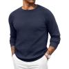 imageCOOFANDY Men Dress Sweater Long Sleeve Crew Neck Sweater Slim Fit Business Casual Pullover SweaterDark Bluenarrow Ribs