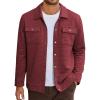 imageCOOFANDY Mens Casual Shirt Jacket Button Down Waffle Jacket Long Sleeve Sweater Jackets Quilted Shacket OvershirtWine Red