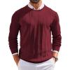 imageCOOFANDY Mens Crew Neck Sweater Long Sleeve Ribbed Knit Dress Sweaters Casual Slim Fit PulloverWine Red