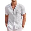 imageCOOFANDY Mens Knit Button Down Shirt Short Sleeve Vintage Polo Shirts Summer Casual Beach TopsWhitebrown