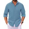imageCOOFANDY Mens Long Sleeve Button Down Shirts Casual Untucked Dress Shirt Beach Wedding ShirtsGrey Blue