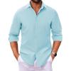 imageCOOFANDY Mens Long Sleeve Button Down Shirts Casual Untucked Dress Shirt Beach Wedding ShirtsSky Blue