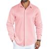 imageCOOFANDY Mens Long Sleeve Wrinkle Free Shirts Casual Button Down Shirt Stretch Dress ShirtPink