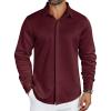 imageCOOFANDY Mens Long Sleeve Wrinkle Free Shirts Casual Button Down Shirt Stretch Dress ShirtWine Red