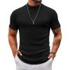 imageCOOFANDY Mens Mock Turtleneck Sweater Short Sleeve Slim Fit Turtle Neck Sweaters Casual Basic Tee Ribbed Knit Pullover TopsAblack