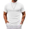 imageCOOFANDY Mens Mock Turtleneck Sweater Short Sleeve Slim Fit Turtle Neck Sweaters Casual Basic Tee Ribbed Knit Pullover TopsAwhite