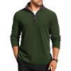 imageCOOFANDY Mens Quarter Zip Pullover Lightweight Sweater Casual Long Sleeve Corduroy Half Zip SweatshirtArmy Green
