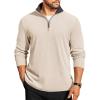 imageCOOFANDY Mens Quarter Zip Pullover Lightweight Sweater Casual Long Sleeve Corduroy Half Zip SweatshirtBeige