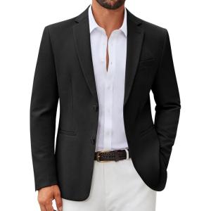 imageCOOFANDY Mens Casual Blazer Slim Fit Two Buttons Sport Coat Lightweight Suit JacketBlack