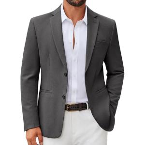 imageCOOFANDY Mens Casual Blazer Slim Fit Two Buttons Sport Coat Lightweight Suit JacketDark Grey