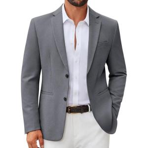 imageCOOFANDY Mens Casual Blazer Slim Fit Two Buttons Sport Coat Lightweight Suit JacketGrey