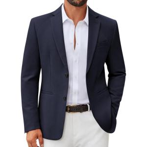 imageCOOFANDY Mens Casual Blazer Slim Fit Two Buttons Sport Coat Lightweight Suit JacketNavy Blue