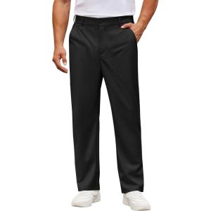 imageCOOFANDY Mens Casual Chino Pants Classic Fit Lightweight Khaki Trousers Wrinkle Free Stretch Dress SlacksBlack