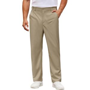 imageCOOFANDY Mens Casual Chino Pants Classic Fit Lightweight Khaki Trousers Wrinkle Free Stretch Dress SlacksDark Khaki