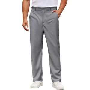 imageCOOFANDY Mens Casual Chino Pants Classic Fit Lightweight Khaki Trousers Wrinkle Free Stretch Dress SlacksLight Grey
