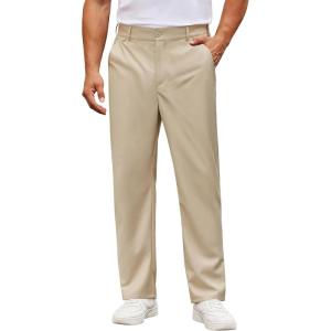 imageCOOFANDY Mens Casual Chino Pants Classic Fit Lightweight Khaki Trousers Wrinkle Free Stretch Dress SlacksLight Khaki