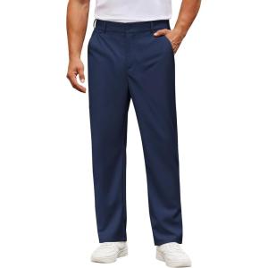 imageCOOFANDY Mens Casual Chino Pants Classic Fit Lightweight Khaki Trousers Wrinkle Free Stretch Dress SlacksNavy Blue