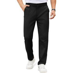 imageCOOFANDY Mens Casual Chino Pants Elastic Waist Lightweight Trousers ClassicFit Business Dress Pants with PocketsBlack