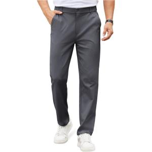 imageCOOFANDY Mens Casual Chino Pants Elastic Waist Lightweight Trousers ClassicFit Business Dress Pants with PocketsDark Grey