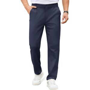 imageCOOFANDY Mens Casual Chino Pants Elastic Waist Lightweight Trousers ClassicFit Business Dress Pants with PocketsNavy Blue