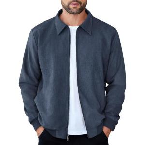 imageCOOFANDY Mens Casual Suede Bomber Jacket Lightweight Full Zip Up Jackets Vintage Faux Leather JacketDark Blue