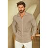 imageCOOFANDY Mens Casual Button Down Shirts Long Sleeve Untucked Shirts for Men Stretch Dress ShirtLight Khaki