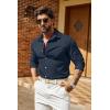 imageCOOFANDY Mens Casual Button Down Shirts Long Sleeve Untucked Shirts for Men Stretch Dress ShirtNavy Blue