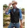imageCOOFANDY Mens Leather Suit Vest Casual Western Vest Jacket Lightweight VNeck Dress Waistcoats Halloween CostumesBlack