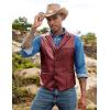 imageCOOFANDY Mens Leather Suit Vest Casual Western Vest Jacket Lightweight VNeck Dress Waistcoats Halloween CostumesBurgundy