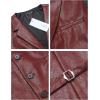 imageCOOFANDY Mens Leather Suit Vest Casual Western Vest Jacket Lightweight VNeck Dress Waistcoats Halloween CostumesBurgundy