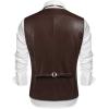 imageCOOFANDY Mens Leather Suit Vest Casual Western Vest Jacket Lightweight VNeck Dress Waistcoats Halloween CostumesCoffee